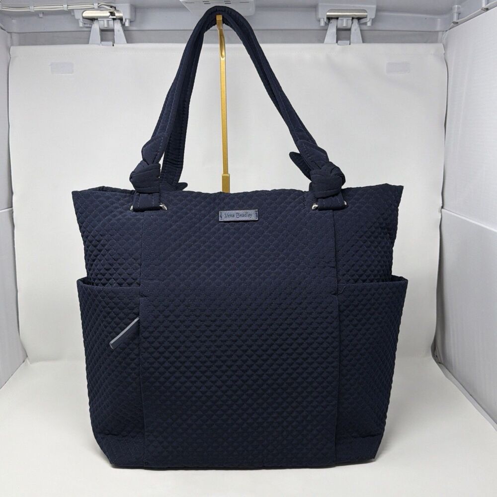 Vera Bradley Hadley Tote Navy Quilted Shoulder Bag Travel Work Purse